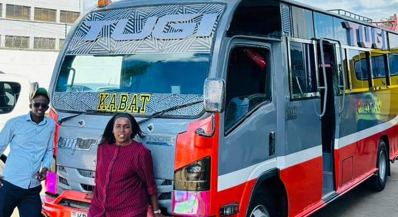 Njugush & his wife Celestine Ndinda with their new matatu