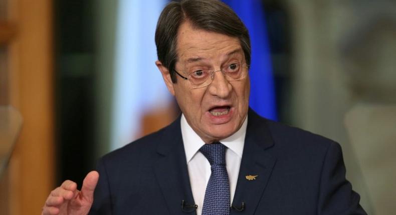 Cyprus President Nicos Anastasiades speaks during a nationally televised news conference at the presidential palace in Nicosia on November 23, 2016