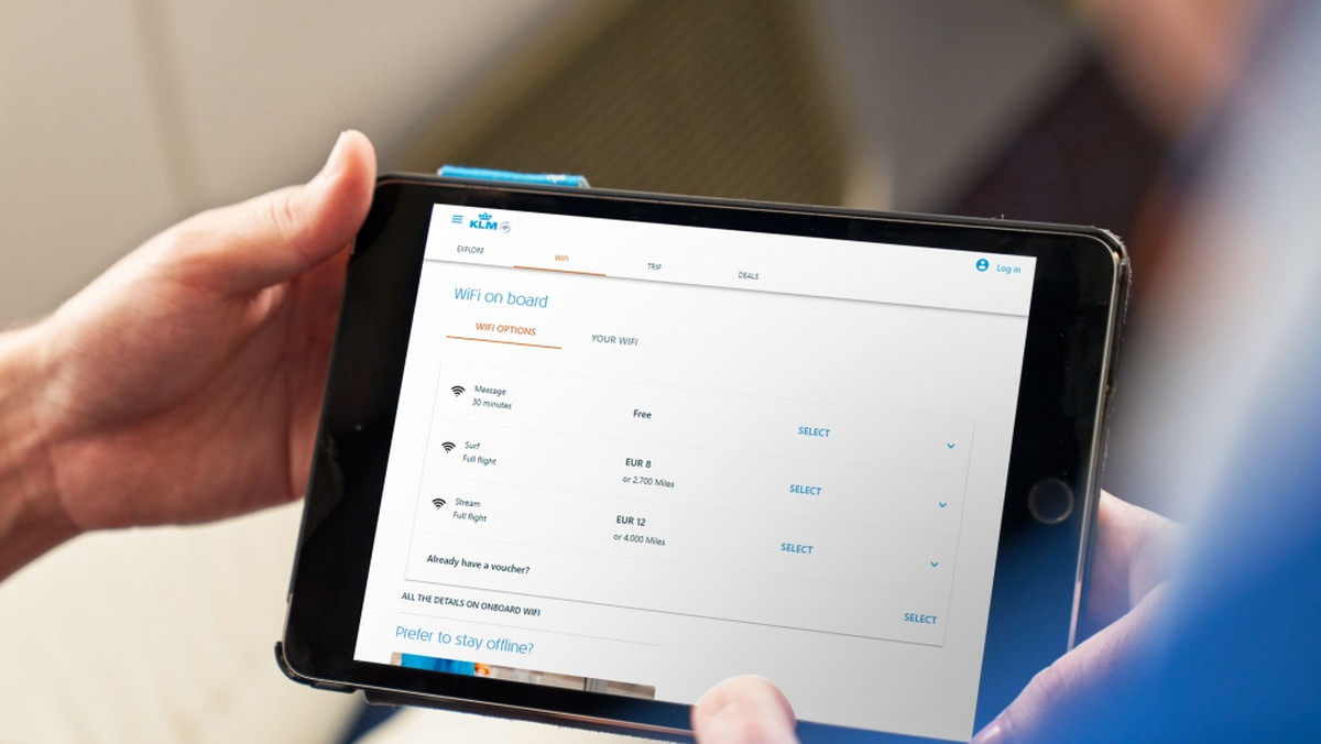 KLM zaoferuje internet na lotach europejskich