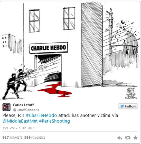 Carlos Latuff - rysunkowy komentarz po ataku na 'Charlie Hebdo'