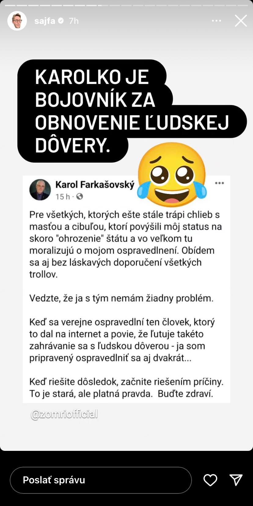 Sajfa poslal Farkašovskému ostrý odkaz.