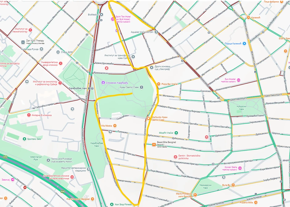 Mapa redova ispred Hrama Svetog Save