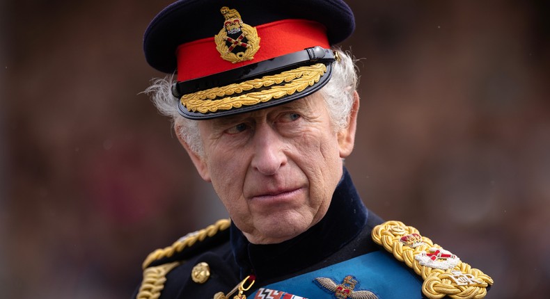 King Charles III at the 200th Sovereign's parade at Royal Military Academy Sandhurst on April 14, 2023.Dan Kitwood/Getty Images