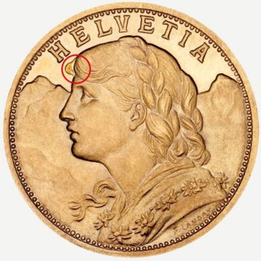 Stirnlocken Goldvreneli novčić