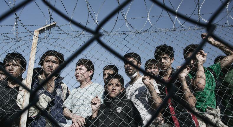 Young migrants at a detention centre.