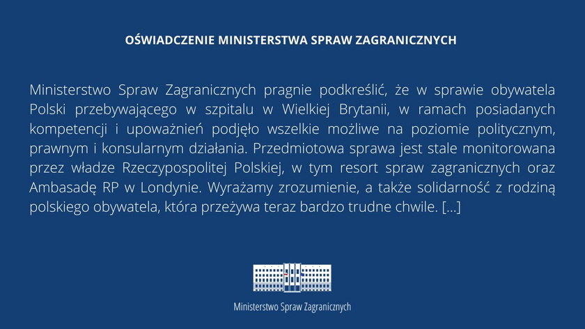 Polak w śpiączce z Wielkiej Brytanii zostanie przetransportowany do Polski