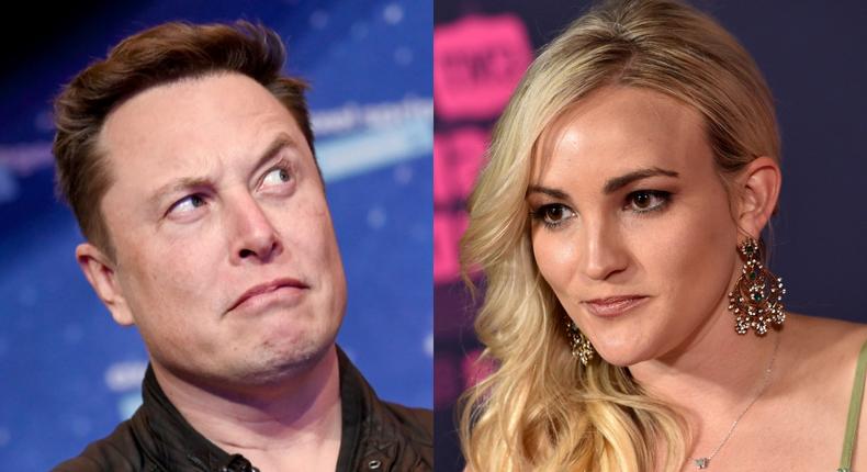 Tesla's CEO Elon Musk and actress Jamie Lynn Spears.