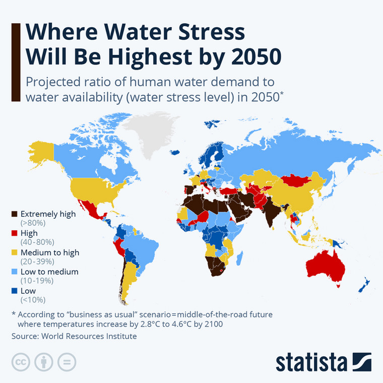 Gdzie na świecie stres wodny do 2050 roku będzie najwyższy