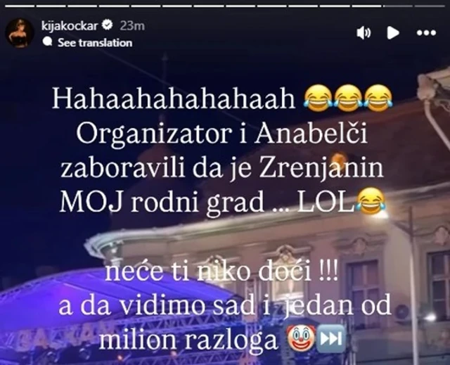 Kija Kockar se presamitila od smeha zbog polupraznog koncerta Anabele Atijas u njenom rodnom gradu: "Zaboravili ste!"