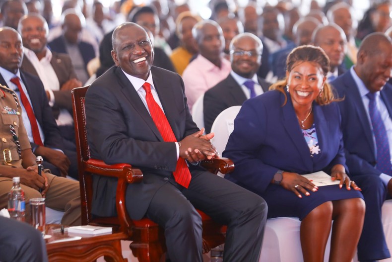 President William Ruto and Governor Wavinya Ndeti during the ground-breaking ceremony of the Mavoko Affordable Housing Project in Machakos County