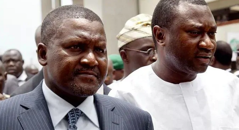 Nigerian billionaires, Aliko Dangote and Femi Otedola 