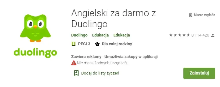 Aplikacja do nauki angielskiego &quot;Duolingo&quot;