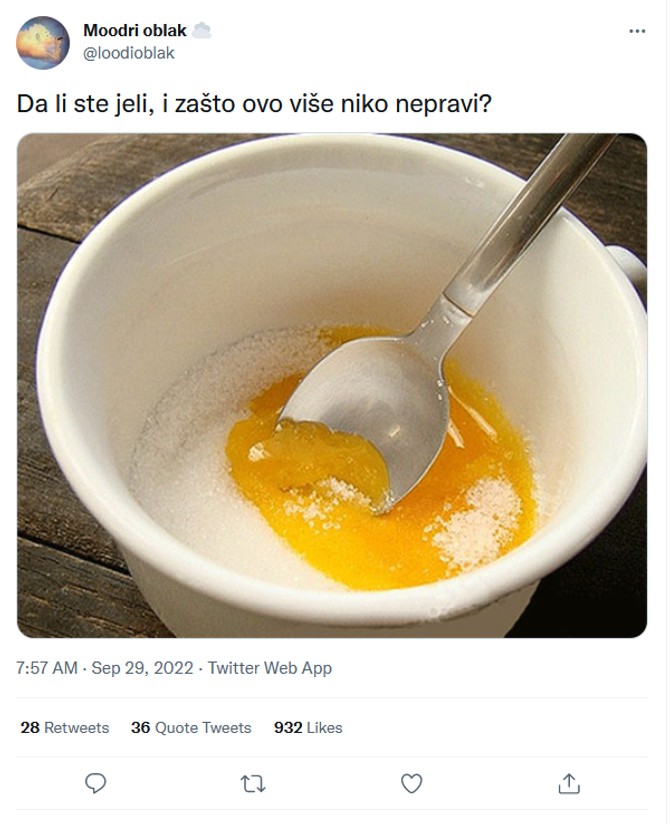 Jaja i šećer, foto - tviter