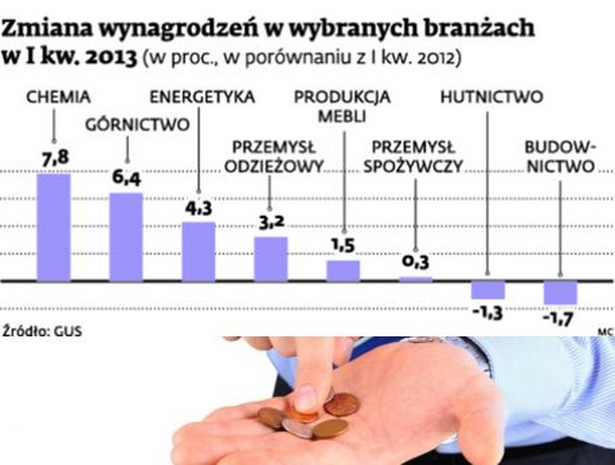 Zmiana wynagrodzeń w wybranych branżach w Ikw. 2013