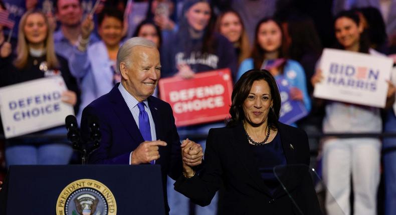 Joe Biden's campaign money would largely go to Kamala Harris if he steps down, a Biden aide said, per NBC.Anna Moneymaker/Getty Images