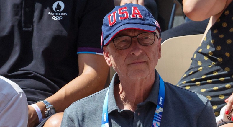 Bill Gates cheering on Team USA at the Paris Games.LUDOVIC MARIN/Getty Images