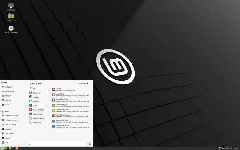 Linux Mint 21 Vanessa ze środowiskiem Mate