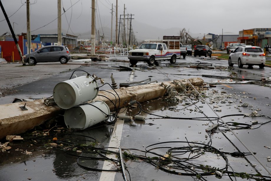 Maria damaged electrical installations in Guayama, Puerto Rico.