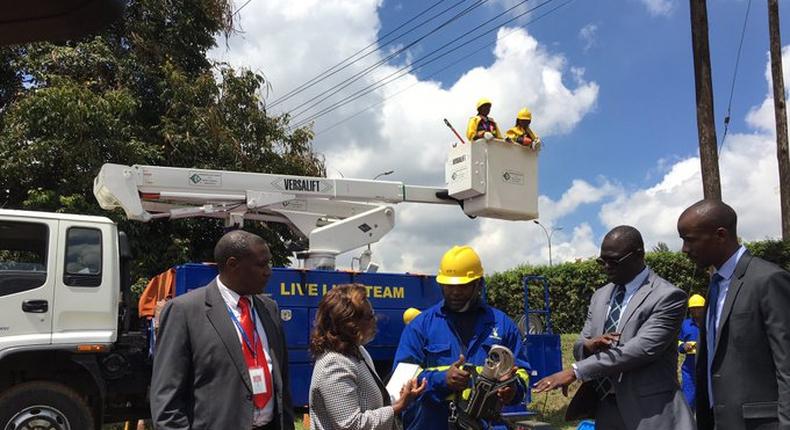 Kenya Power CEO & MD Jared Othieno with World Bank Senior Energy Specialist Laurencia Njagi launch Live Line Programme to curb power outages during maintenance