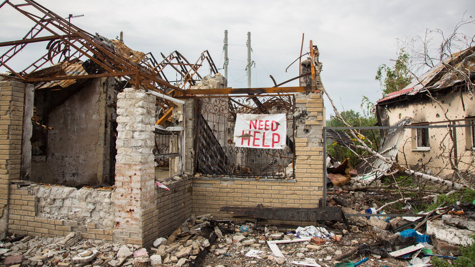 Zniszczenia wojenne w rejonie Donbasu