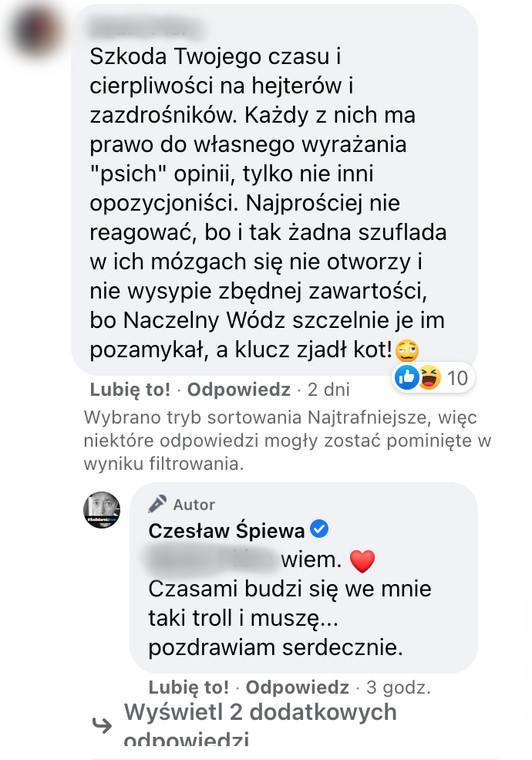 Czesław Mozil odpowiada na komentarze fanów