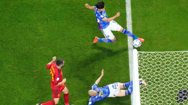 After a VAR check, Japan were awarded a contentious goal that spurred them to a stunning 2-1 win over Spain