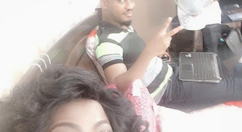 Funke Akindele and Yul Edochie on set of an upcoming movie