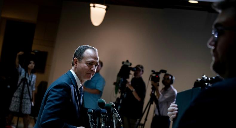 House Intelligence Committee chairman Adam Schiff (D-CA) speaks to reporters during a briefing on Capitol Hill about a whistleblower complaint against President Donald Trump on September 19, 2019