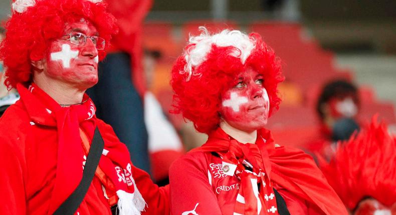 Switzerland fans after their 2010 World Cup Group H match against Chile in Port Elizabeth.