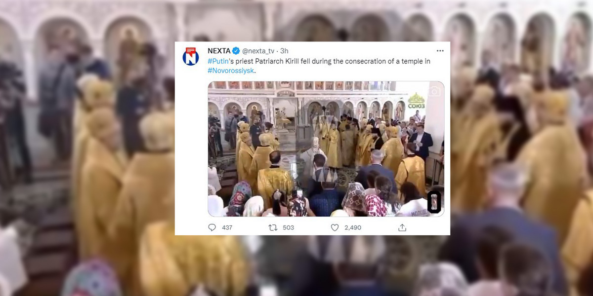 Rosja. Patriarcha Cyryl upadł podczas nabożeństwa. Wideo trafiło do sieci. 