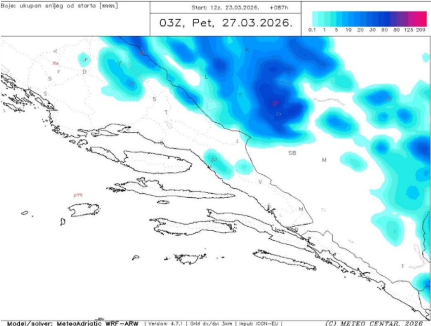 Pahulje u višim predjelima Zagore