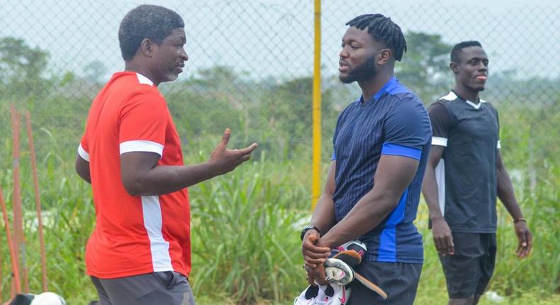 Muniru Sulley with coach Maxwell Konadu