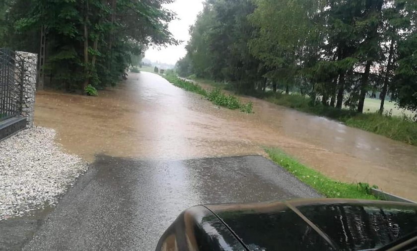 Burze i powódź w okolicach Jasła