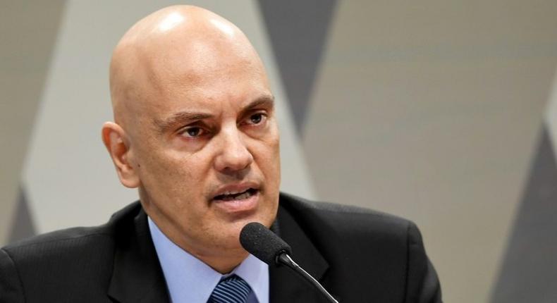 Brazilian Minister of Justice Alexandre de Moraes, appointed by Brazilian President Michel Temer for the Supreme Court, speaks during a confirmation hearing before the Senate's Constitution and Justice Commission in Brasilia on February 21, 2017