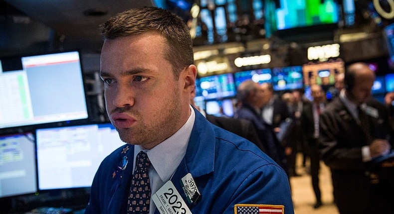 A trader works on the floor of the New York Stock Exchange