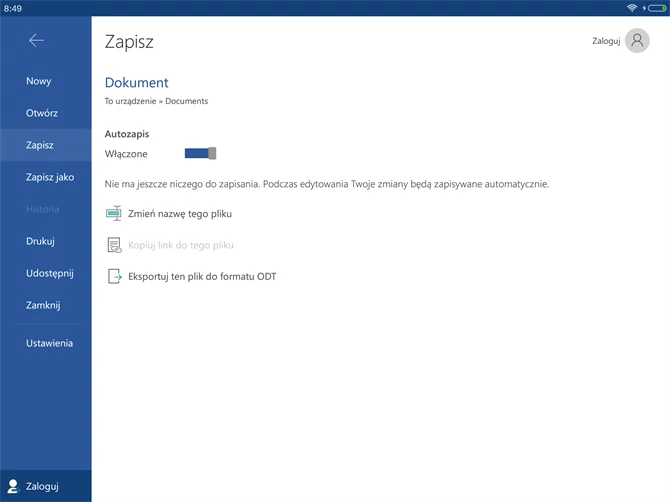 Office na Androida pozwala zapisywać dokumenty w ODF