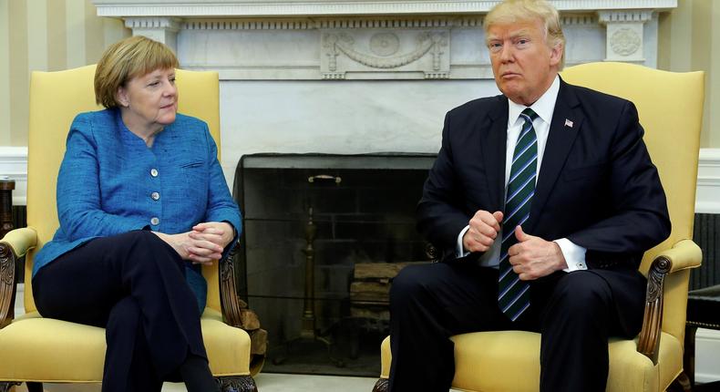 President Donald Trump and Germany's chancellor, Angela Merkel.