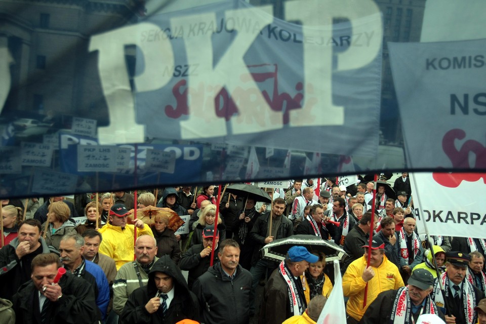 WARSZAWA PROTEST KOLEJARZY