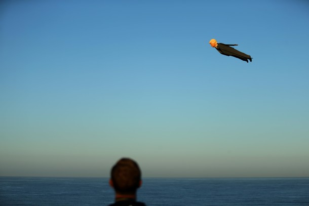 Remote control plane builder Otto Diefffenbach III flies his plane resembling U.S. Presidential cand