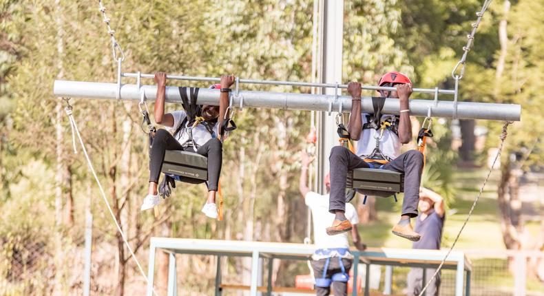 Giant swing at Nairobi outdoor aerial adventure destination, JUMP at The Hub - Karen