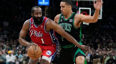 No Embiid, no problem as James Harden erupts for 45 points to help Sixers steal Game 1 win over Celtics.