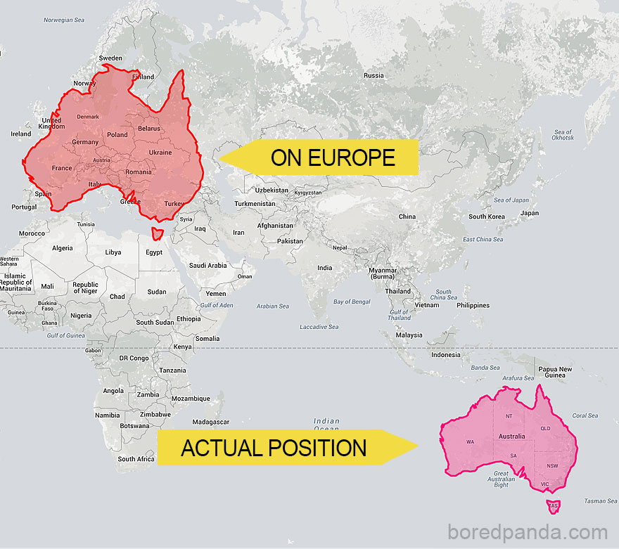 Australia zajmowałaby prawie całą powierzchnię Europy
