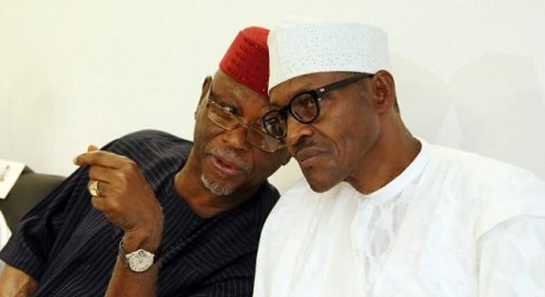 National Chairman of the APC, Chief John Adigie-Oyegun and President Muhammadu Buhari.