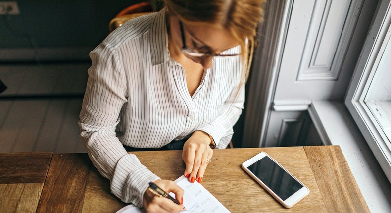 woman writing