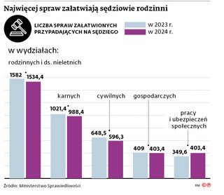 Najwięcej spraw załatwiają sędziowie rodzinni