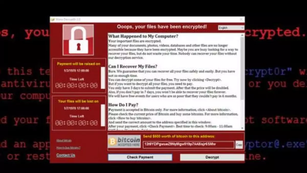 Ransomware WannaCry powstrzymane za dziesięć dolarów