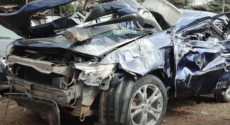 Car involved in an accident along the Nairobi-Nakuru Highway