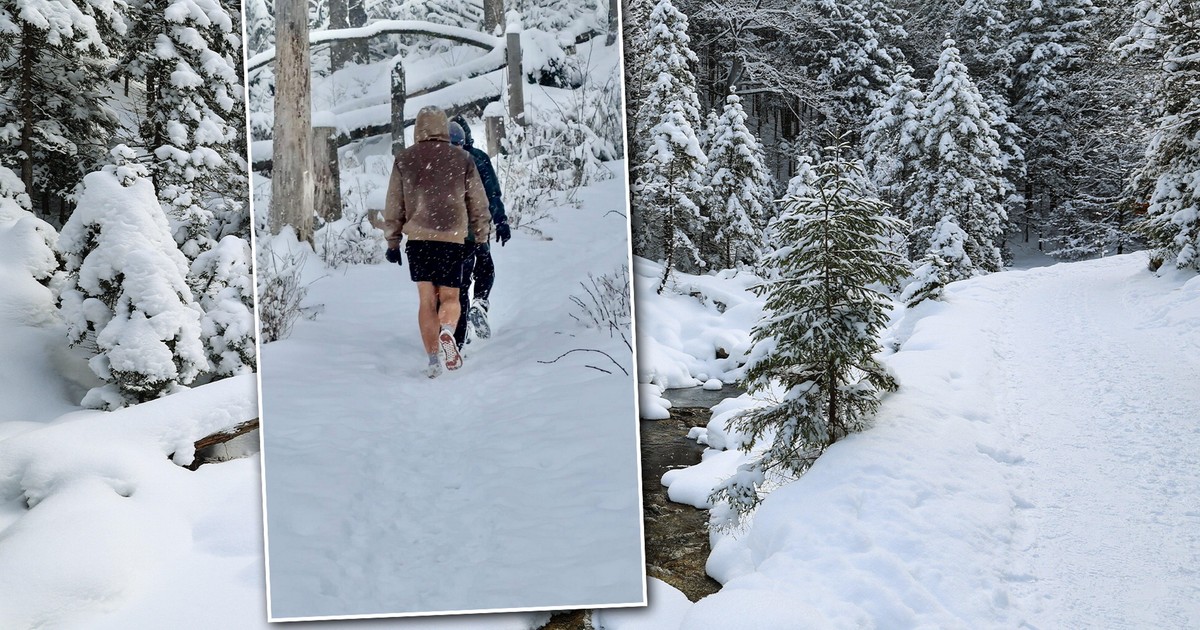 Śnieg i wichura w górach, a turysta paradował w takim stroju. Szokujące nagranie trafiło do sieci