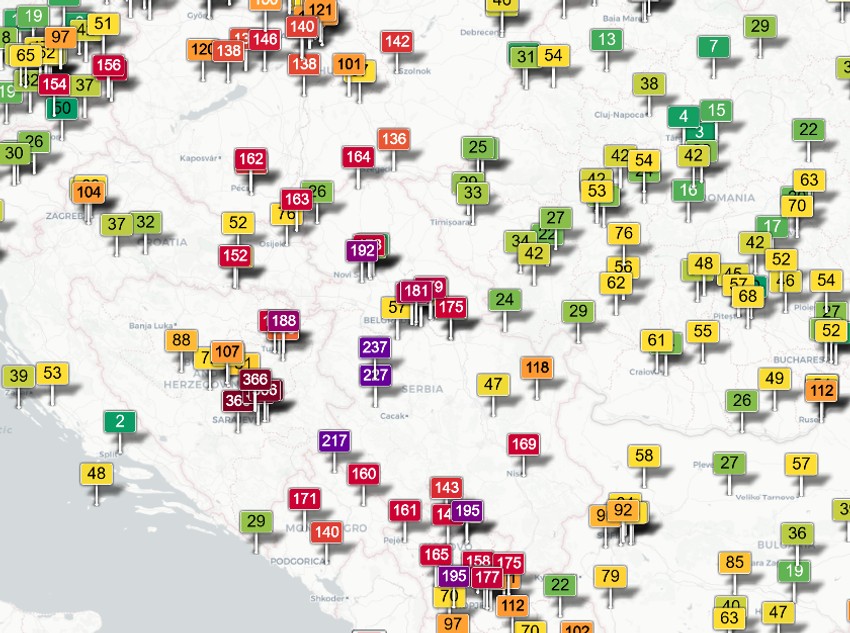 Alarmantno: Ovako izgleda slika trenutnog zagađenja u Srbiji