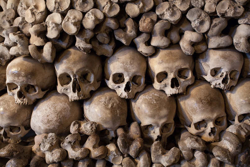 Ciasno poukładane czaszki, jedna przy drugiej, przetykane kośćmi. Kaplicę zdobi około 3 tysiące ludzkich czaszek. Reszta szczątków, około 30 tysięcy osób, leży w krypcie...